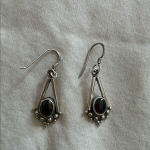 Elegant Silver and Black Earrings